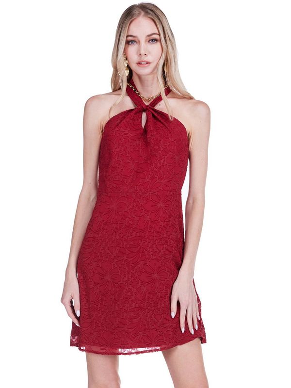 Joy Joy 75J7610 Front Twist Dress-Red
