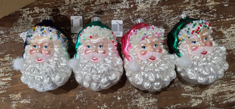180 Degrees CG0606 Fancy Glass Santa Head-5.5&quot;