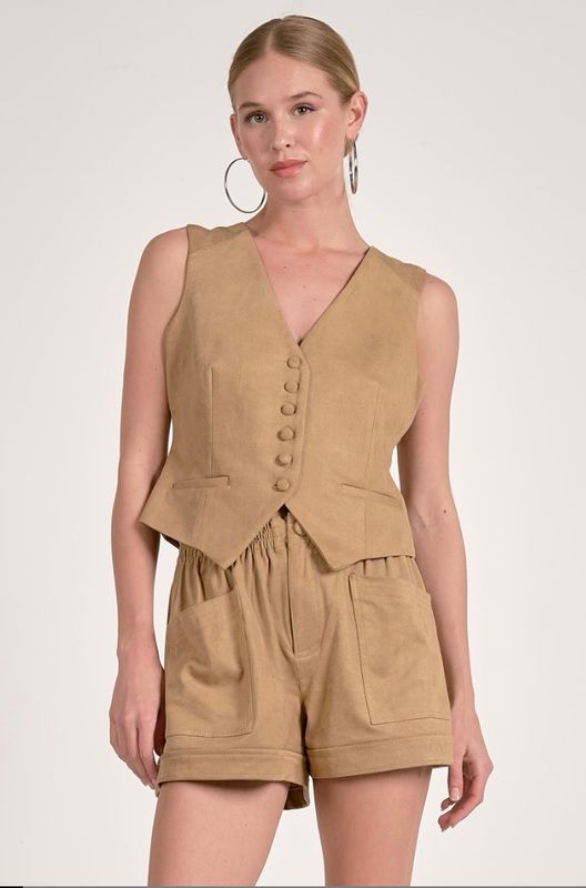 Elan SU8106 Suede Vest-Sand
