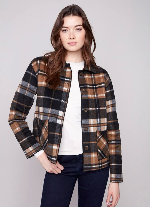 Charlie B C6185Y/134B Reversible Plaid Jacket-Coco