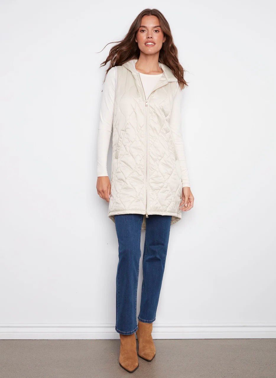 Charlie B C6365/135B Pearl Puff Vest-Champagne