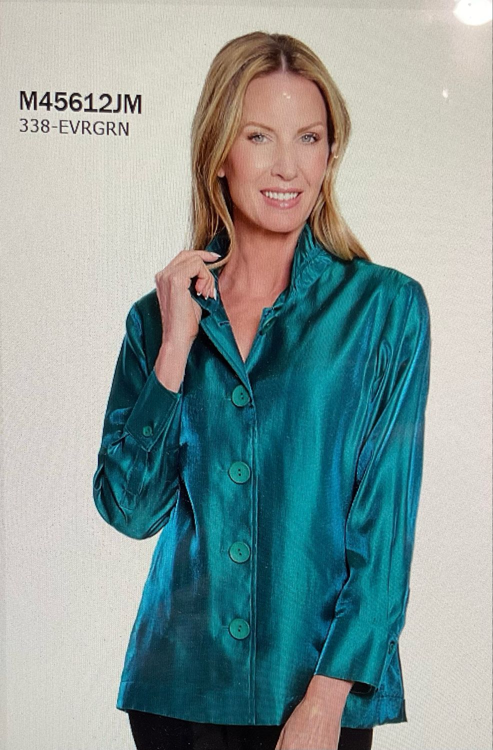 Multiples M45612JM Button Frt. Jacket-Evergreen