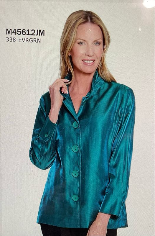 Multiples M45612JM Button Frt. Jacket-Evergreen