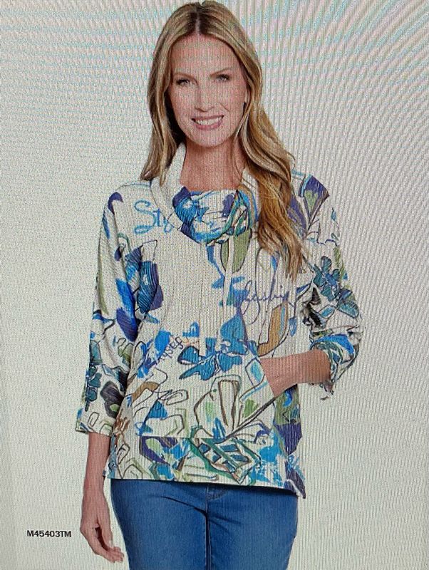 Multiples M45403TM Cowl Collar Kangaroo Pkt Top