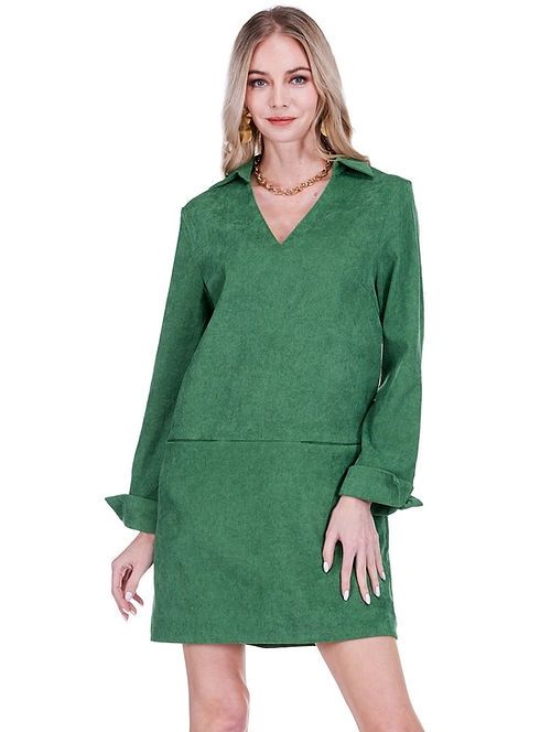 Joy Joy 75K4948  Split Neck Collar Dress-Green