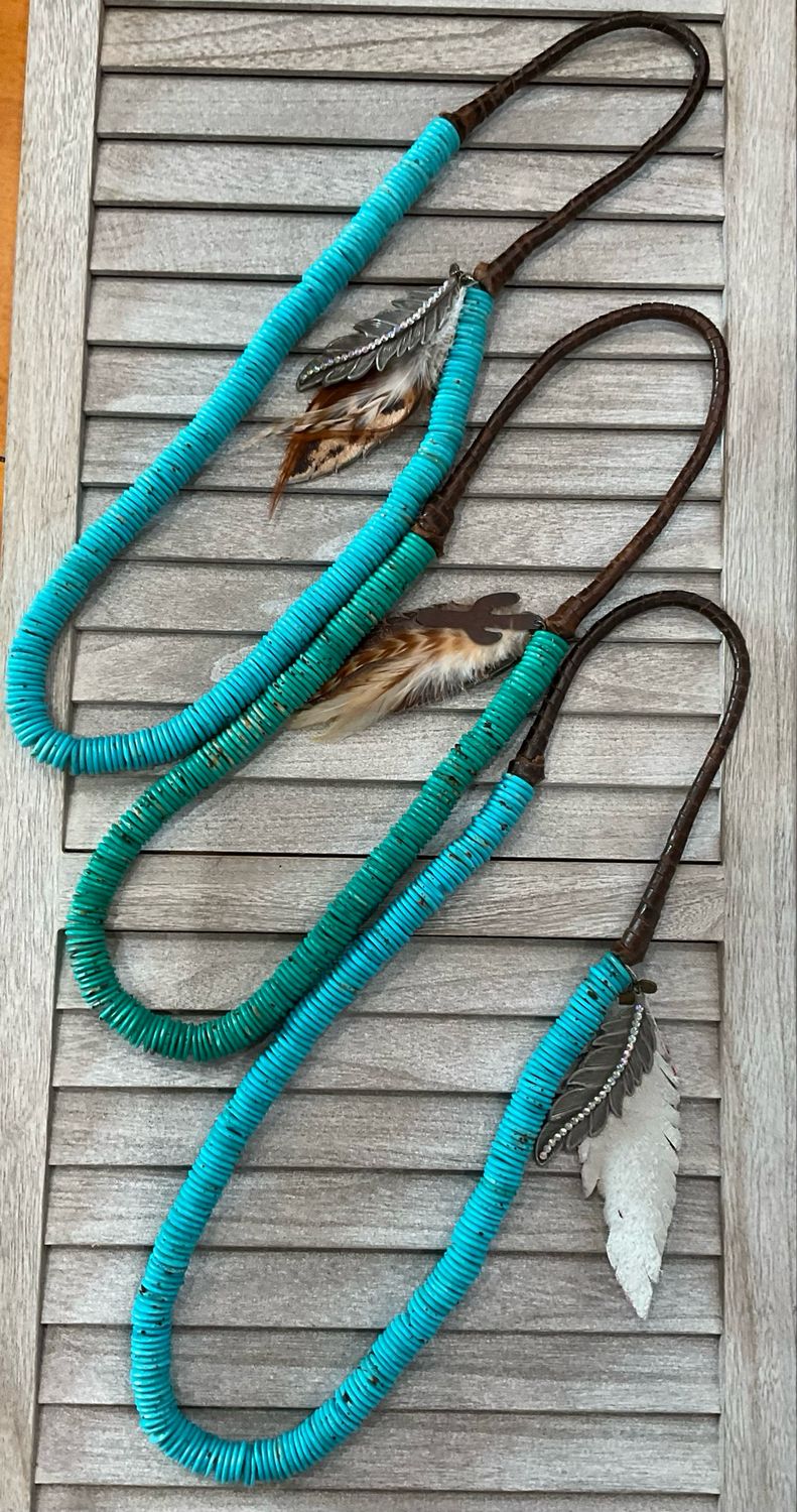 A Rare Bird Round Disc Turquoise/Leather Necklace