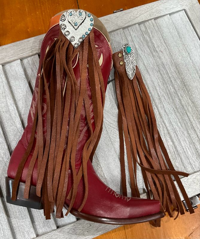 A Rare Bird Leather Fringe Boot Snaps 