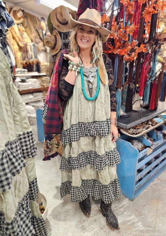 A Rare Bird Hand Stitched Check Dress-Oversized One Size