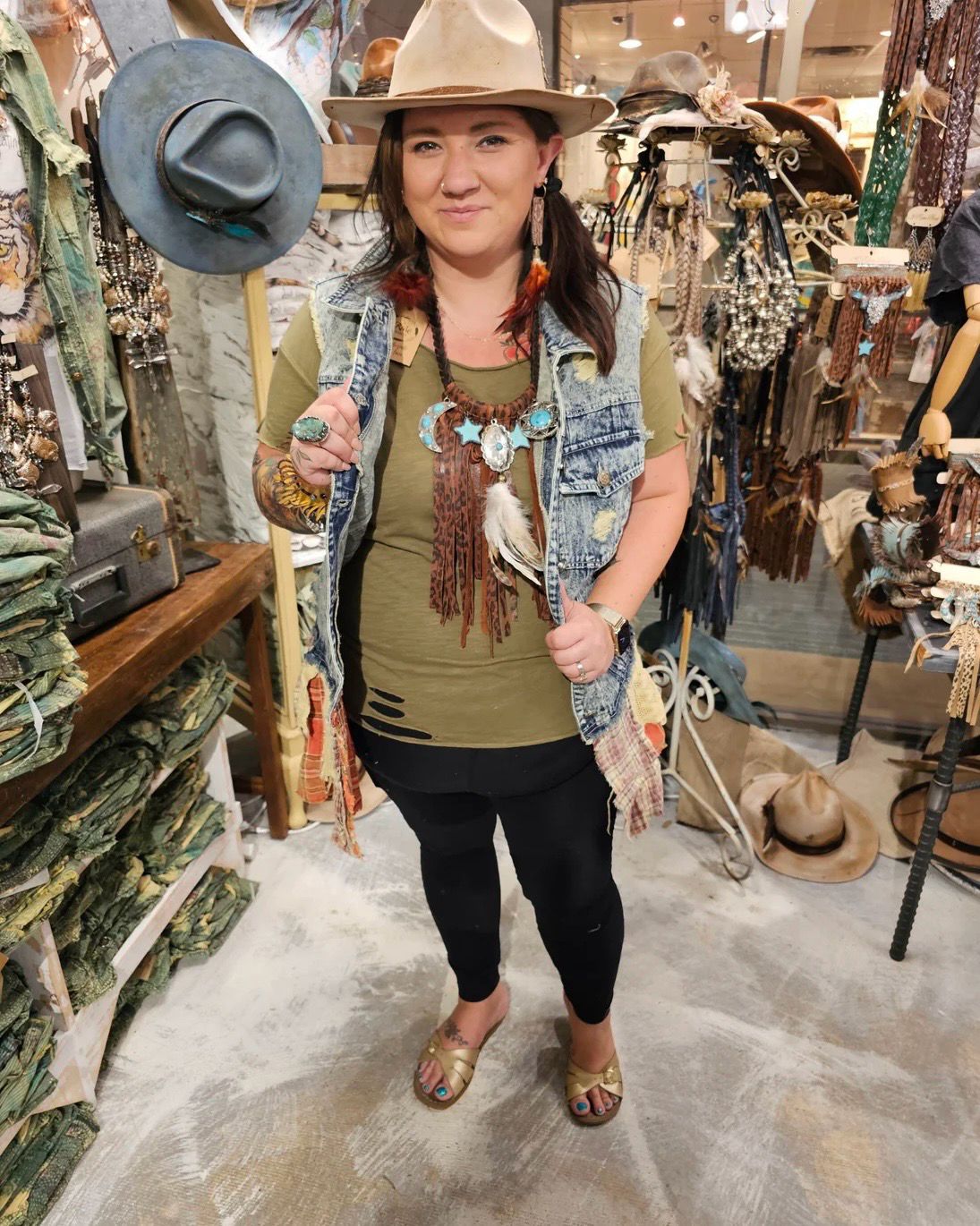 A Rare Bird Ripped &amp; Tattered Tee-Olive