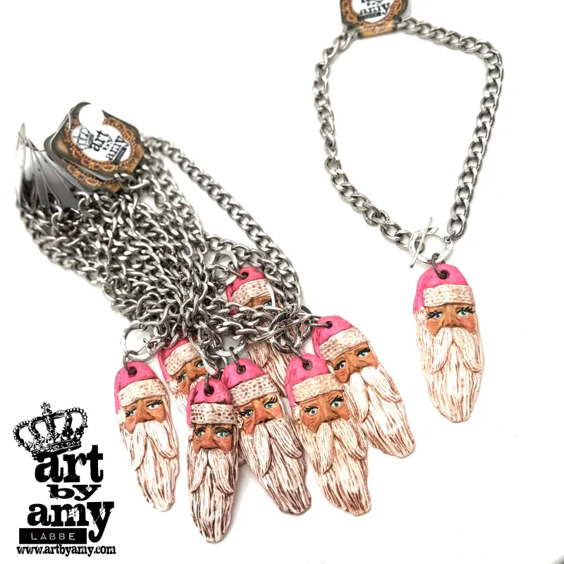 Art by Amy Pink Santa Necklace