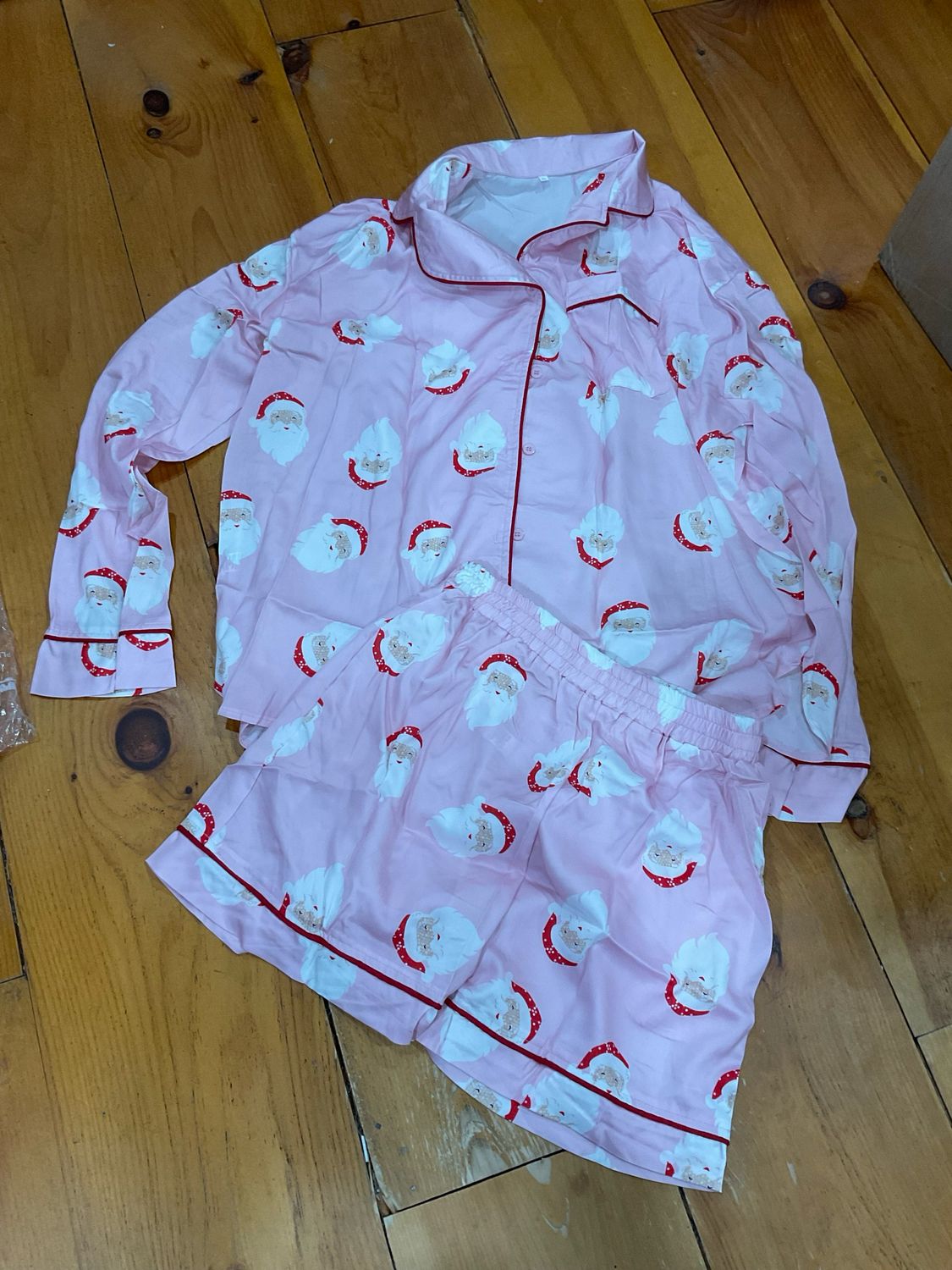 Pearls and Paper Dolls-Pink Santa PJ Set