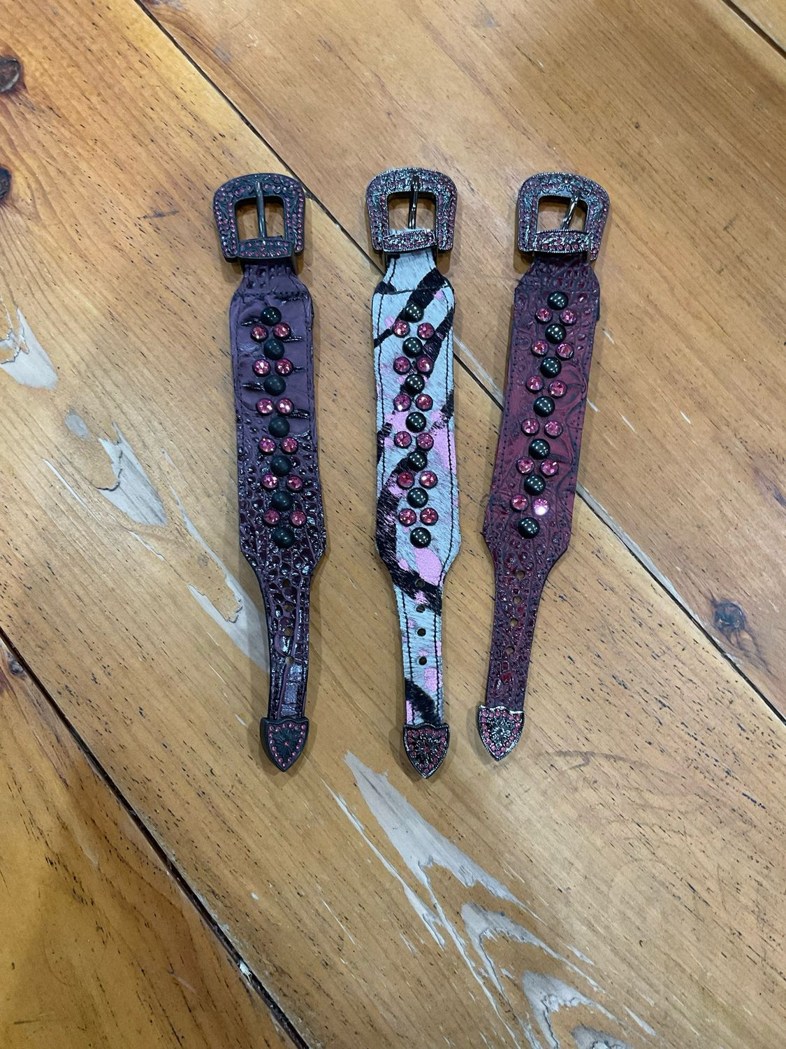 Kurtmen Leather Bracelet W/Buckle &amp; Crystals 