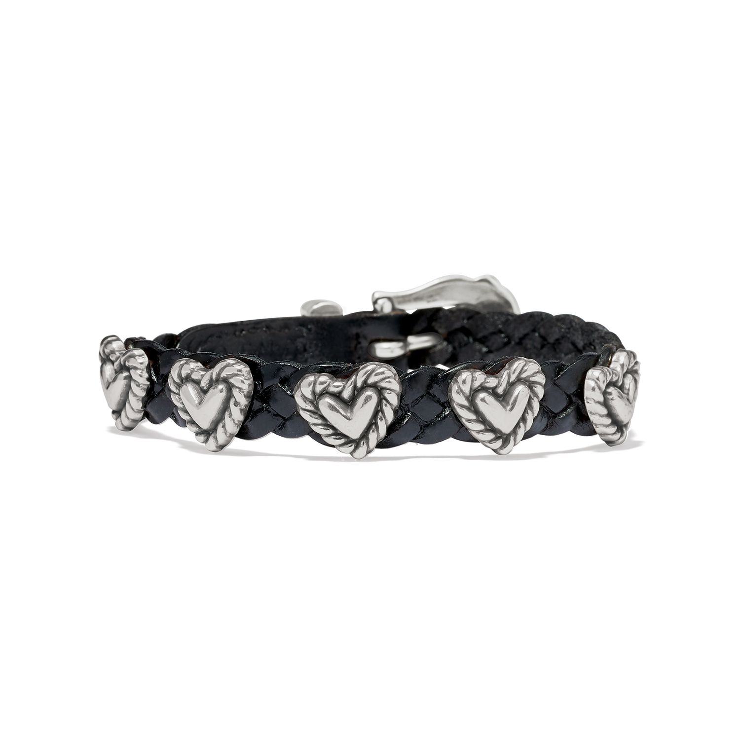 Brighton 07475 Roped Heart Braid Bandit Bracelet-Black
