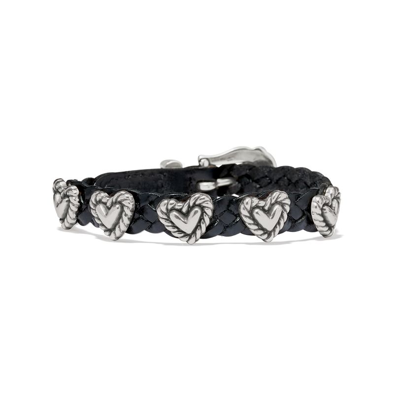 Brighton 07475 Roped Heart Braid Bandit Bracelet-Black