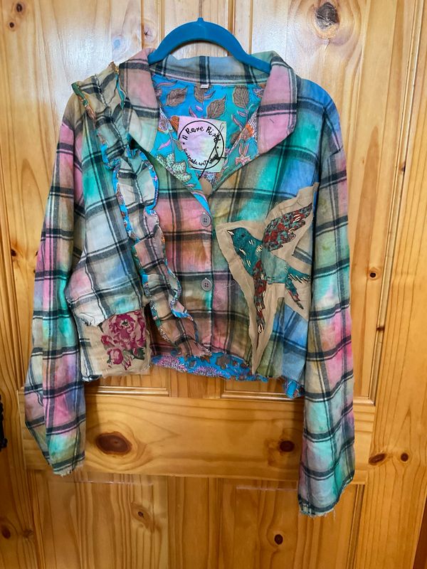 A Rare Bird Rose Plaid Jacket-Oversized One Size