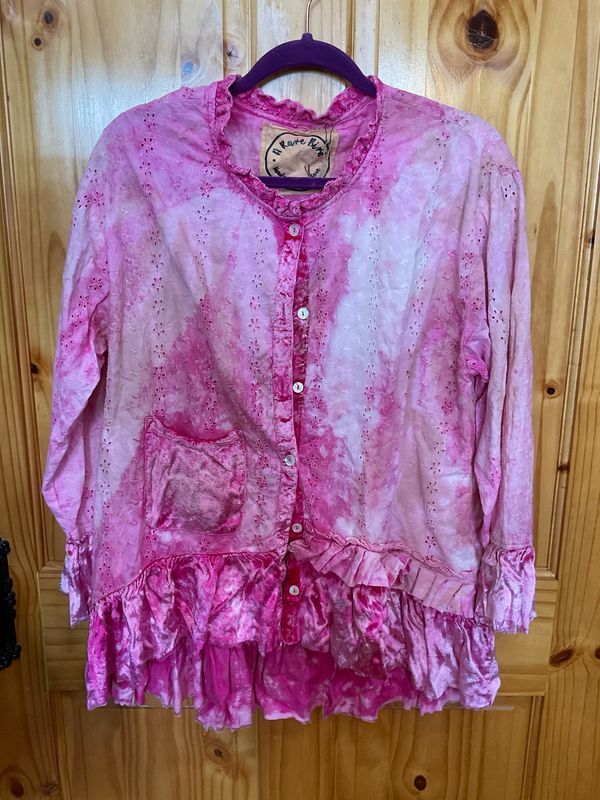 A Rare Bird Magenta Velvet Eyelet Jacket
