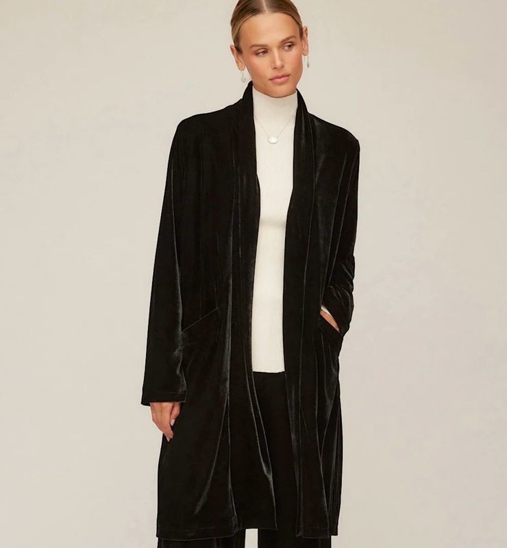 Karen Kane 4L58302 Velvet Duster-Black