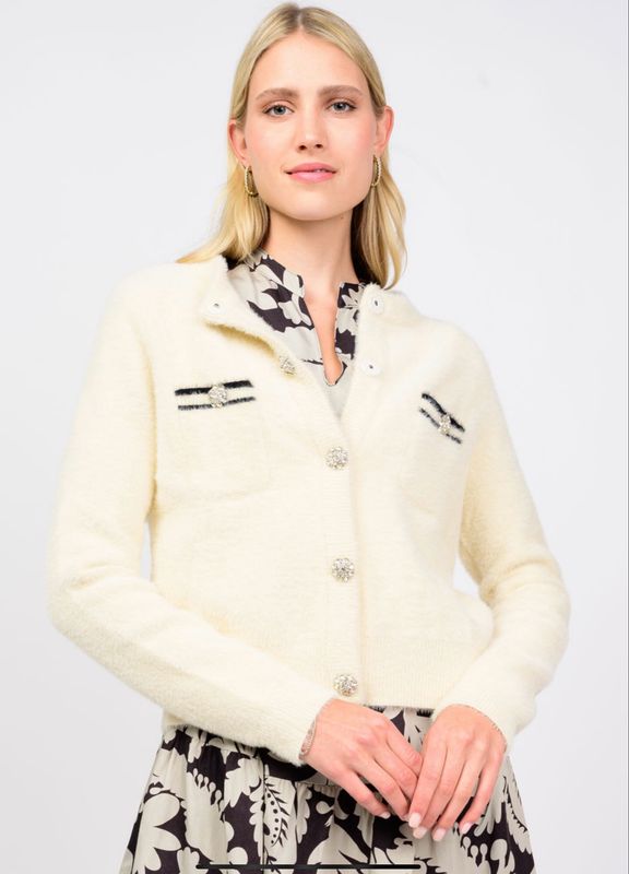 Ivy Jane 930058 Chanel Cardigan-Ivory