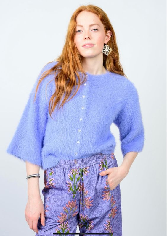 Ivy Jane 930060 Fuzzy Wuzzy Cardigan-Periwinkle