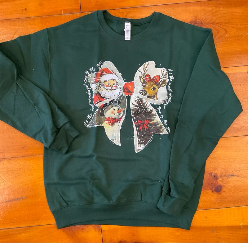 Festivitees 562MR Frosty Bow Sweatshirt  Unisex