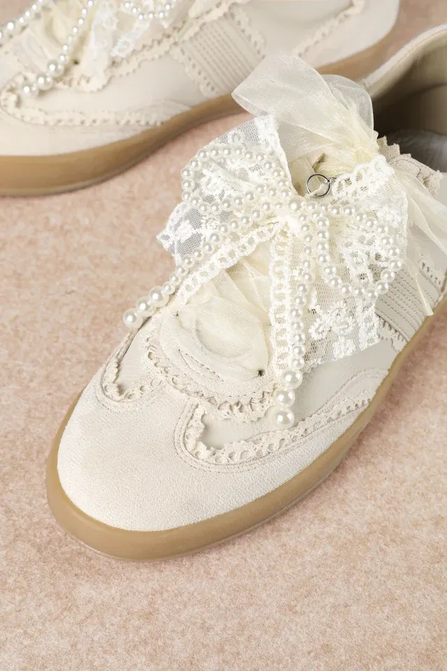 MI.IM Dixie Textured Platform Lace Trainers-Ivory