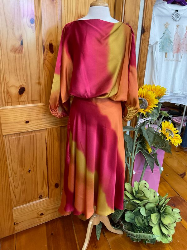 KLd. Signature KD45407 Satin Ombre BoatNeck Blouse