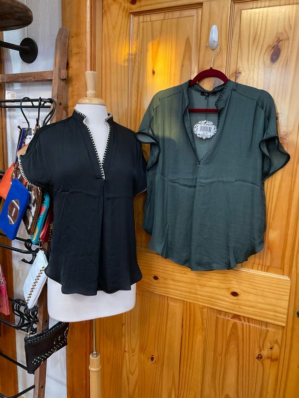 KLd. Signature KD45401 VNeck Satin Blouse-Green