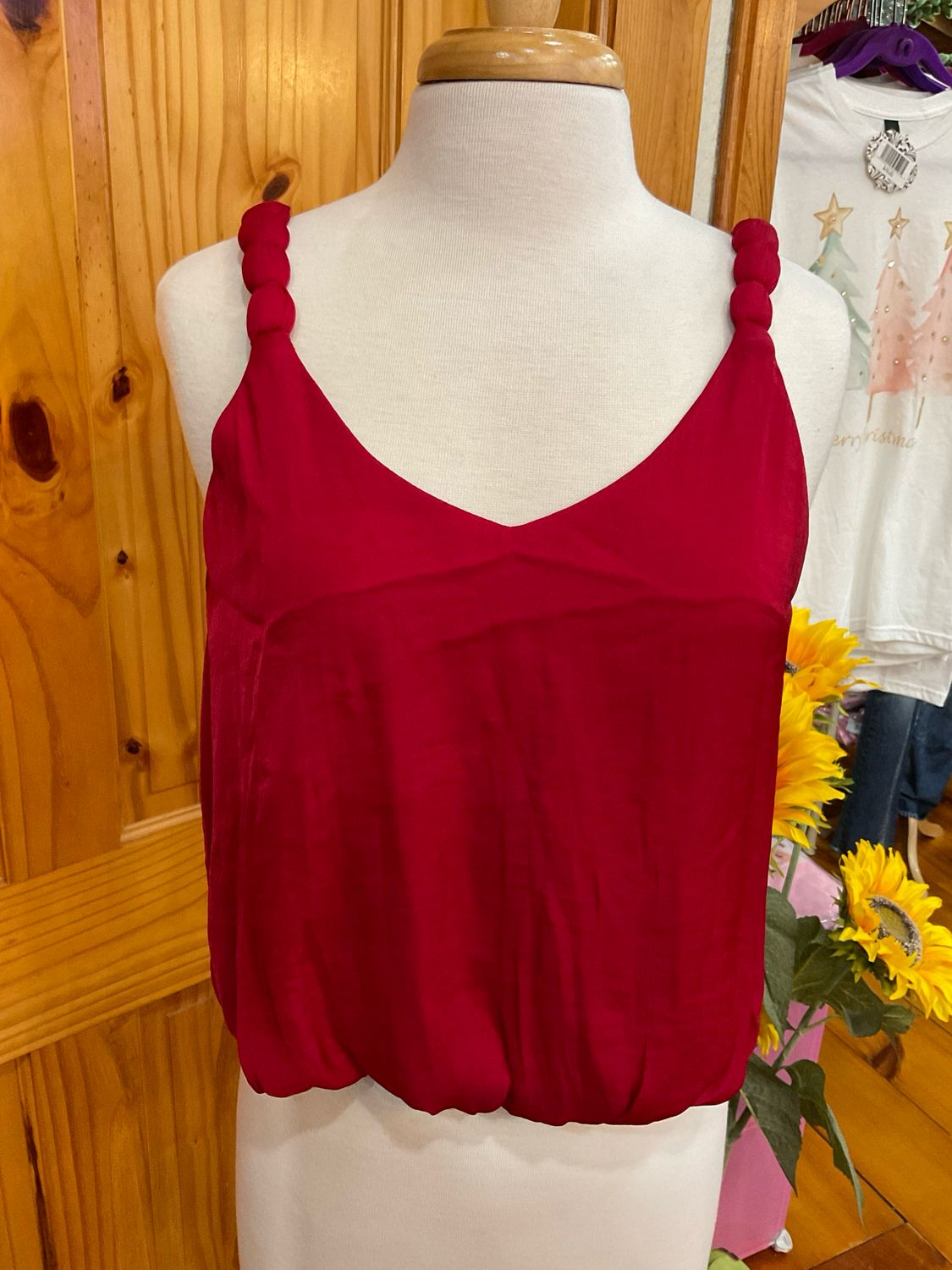 KLd. Signature KD45400 Knot Strap Cami-Red