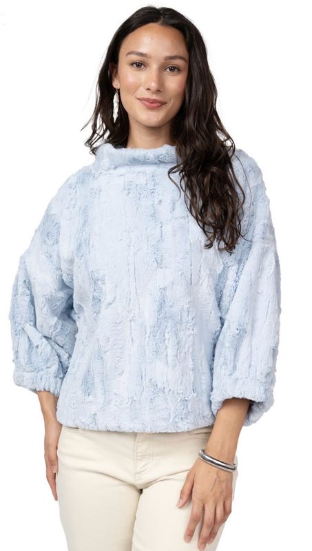 Ivy Jane 930054 Poof Sleeve FauxFur Popover-Powder