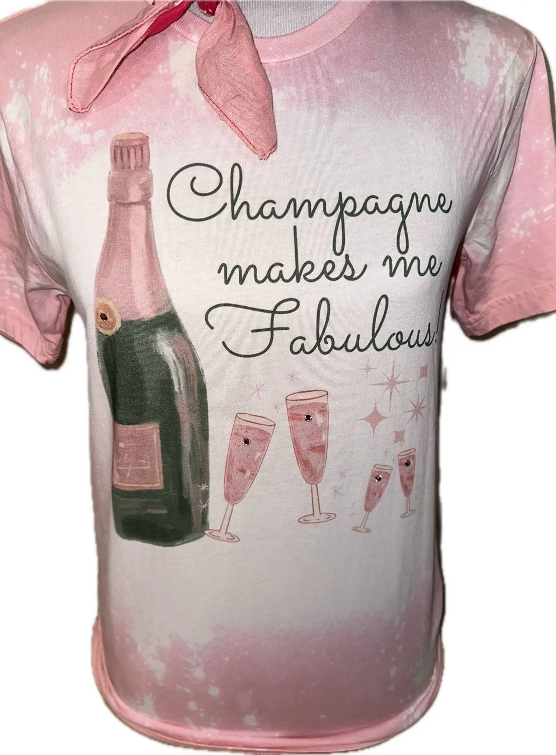 Champagne Make Me Fab SS Crew Tee 