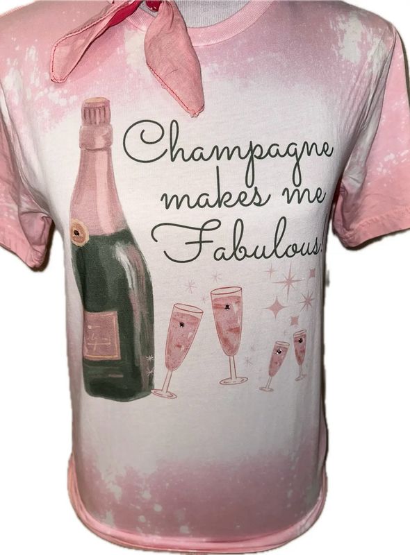Champagne Make Me Fab SS Crew Tee 