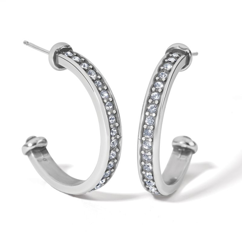 Brighton JA8551 Meridian Zenith Medium Hoop Earrings-Silver