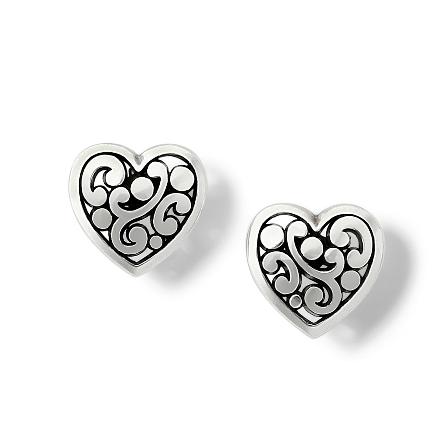 Brighton JA9301 Contempo Heart Post Earrings-Silver