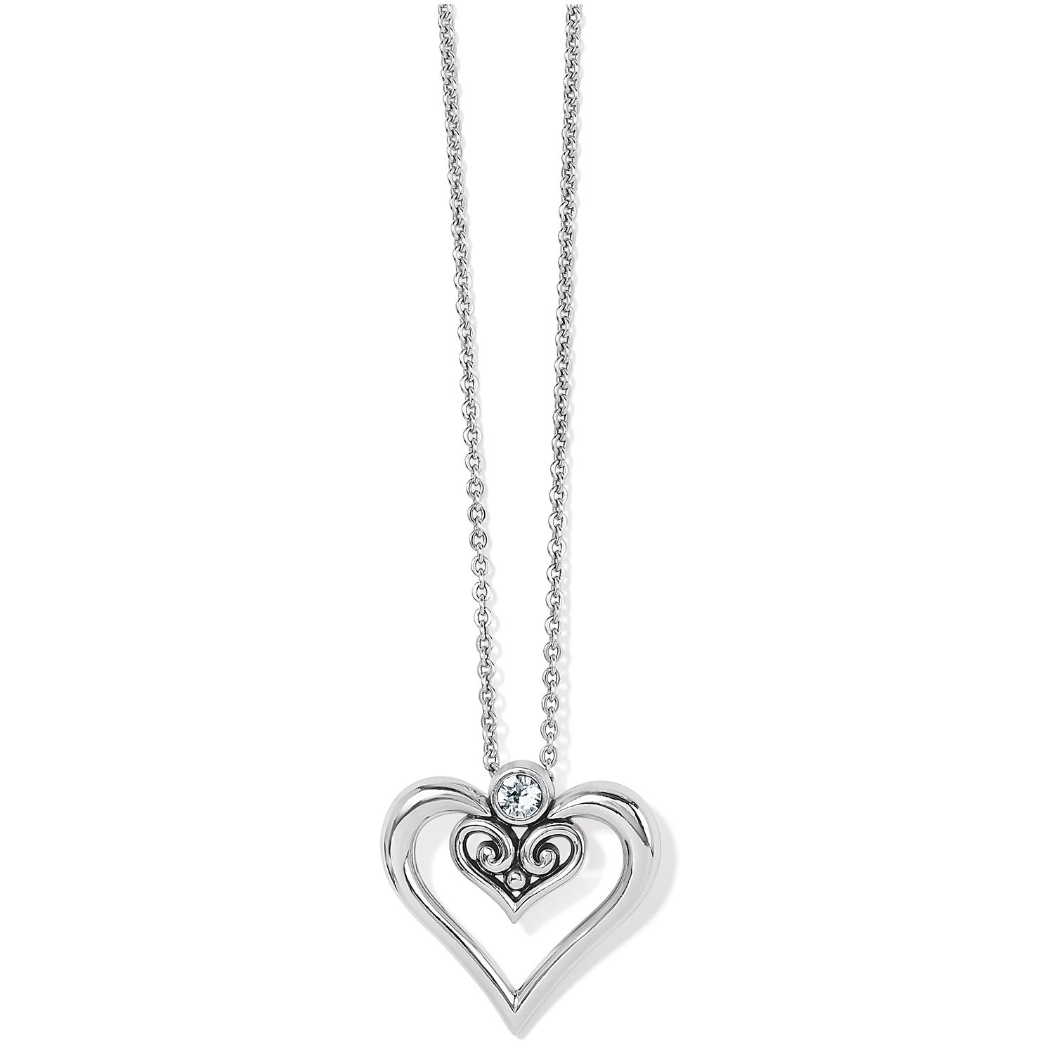 Brighton JM5271 Alcazar Duet Heart Necklace-Silver