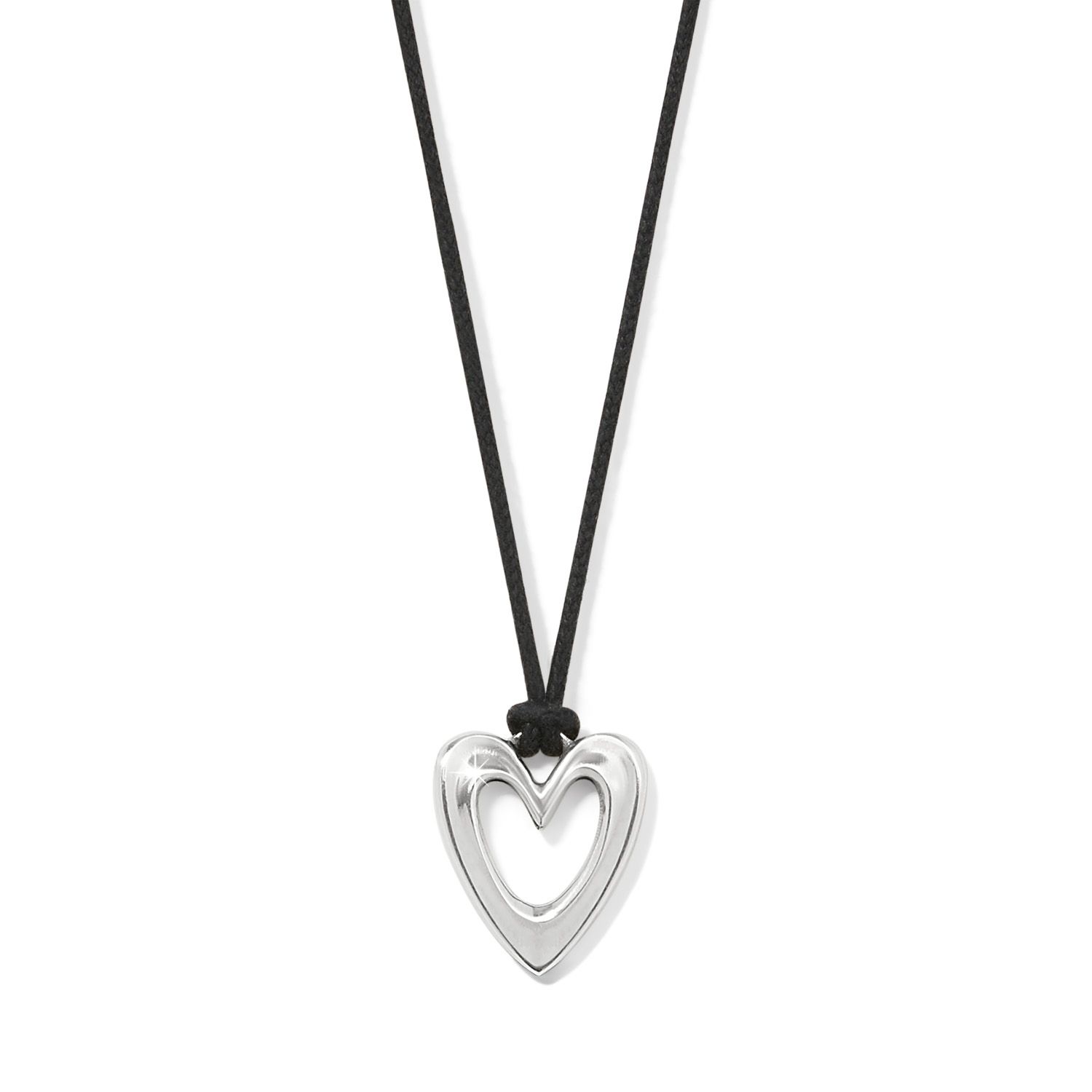 Brighton JM7699 Cascade Open Heart Petite Cord Necklace-Silver/Black