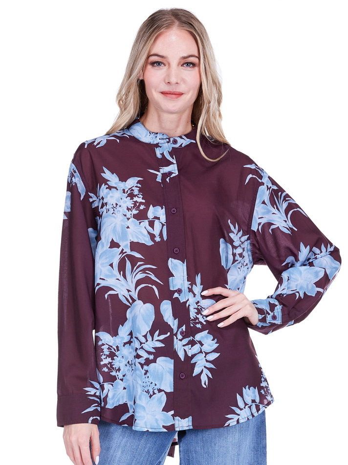 Jade 75M9968 Mandarin Collar Blouse-Mystic Floral