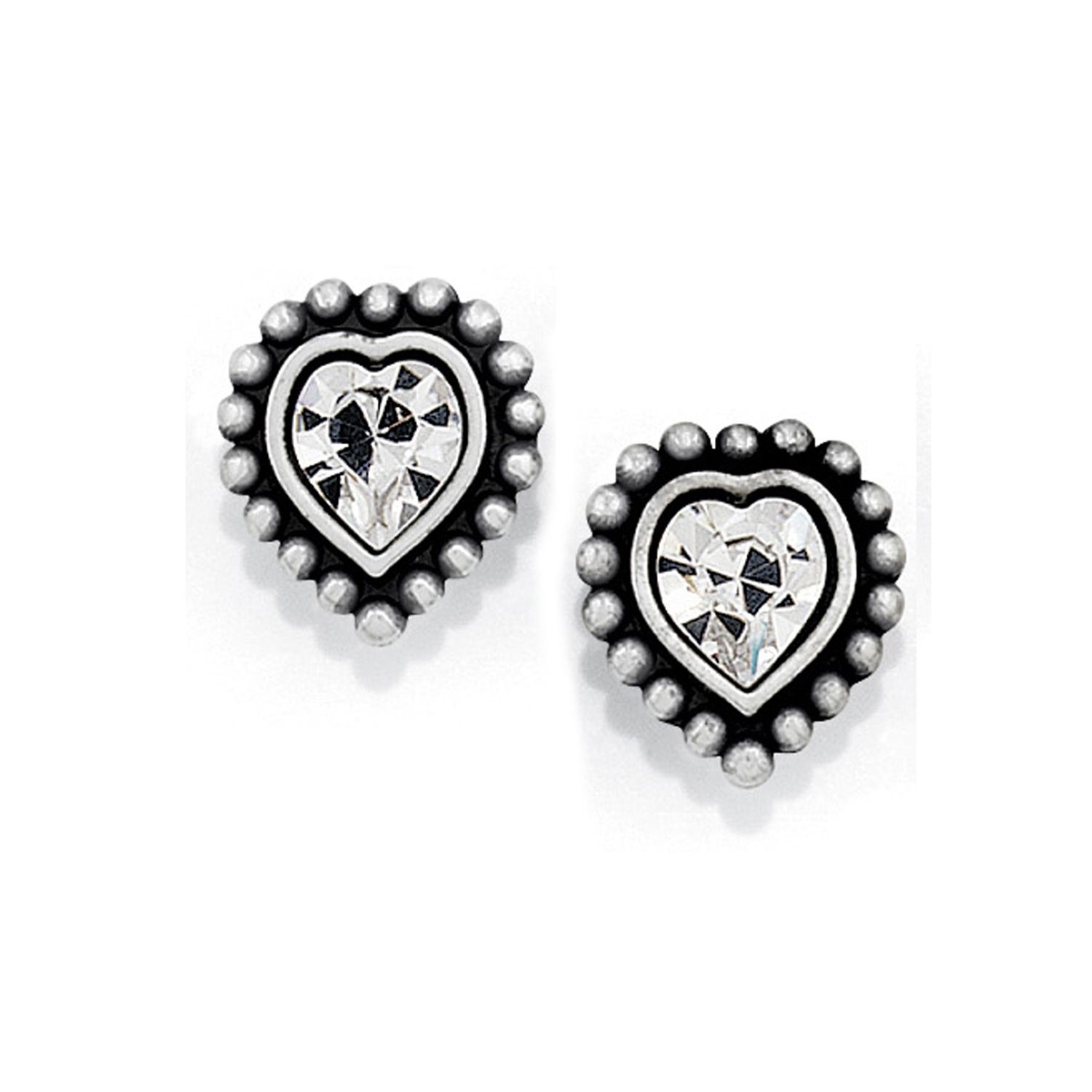 Brighton J20622 Shimmer Heart Mini Post Earrings-Silver