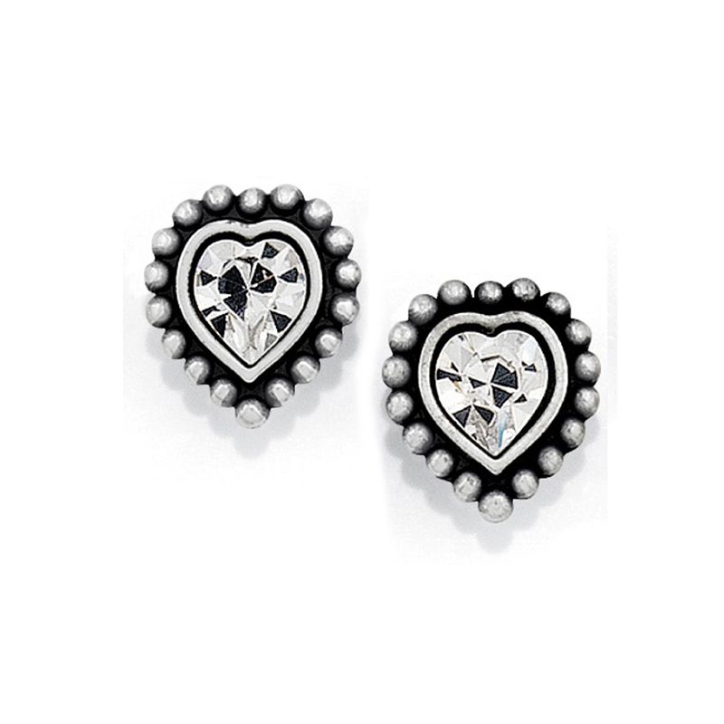 Brighton J20622 Shimmer Heart Mini Post Earrings-Silver