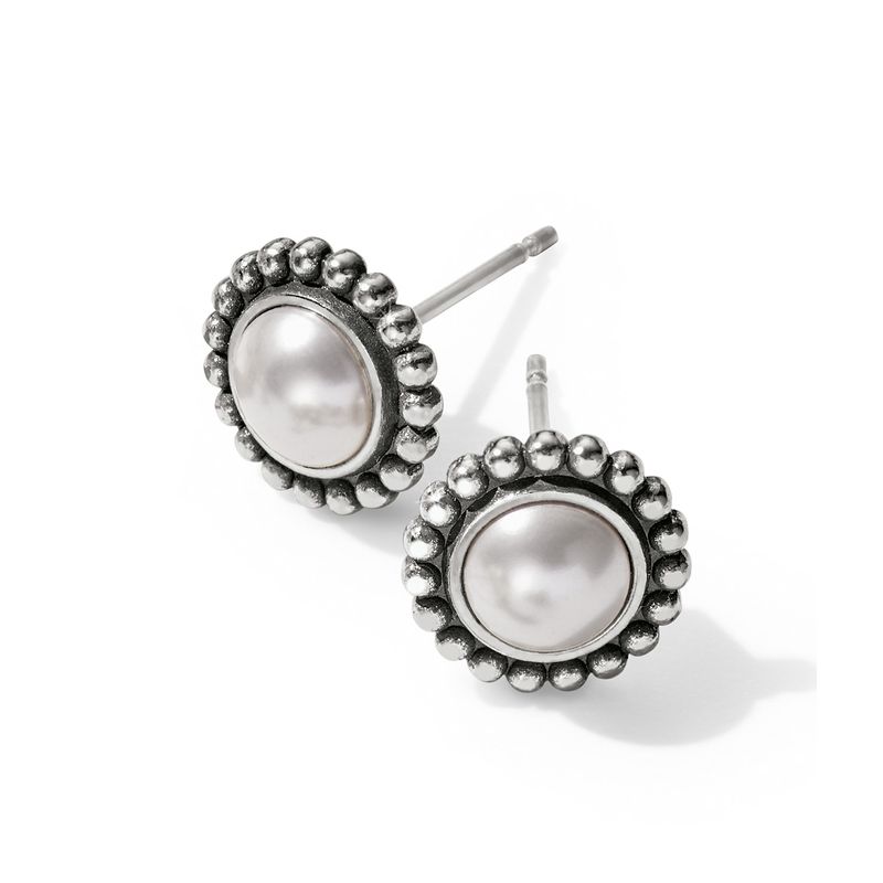 Brighton J20902 Luster Mini Post Earrings-Silver/Pearl