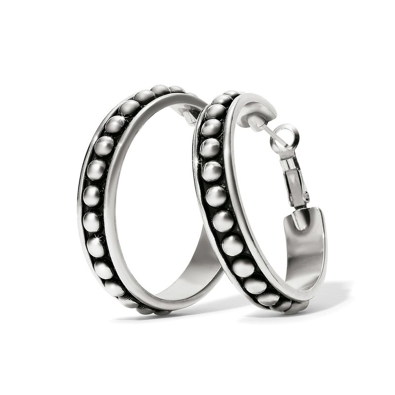 Brighton JA9895 Pretty Tough Stud Large Leverback Hoop Earrings-Silver
