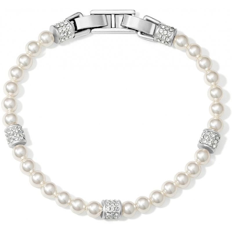 Brighton JF0992 Meridian Petite Pearl Bracelet-Silver/White