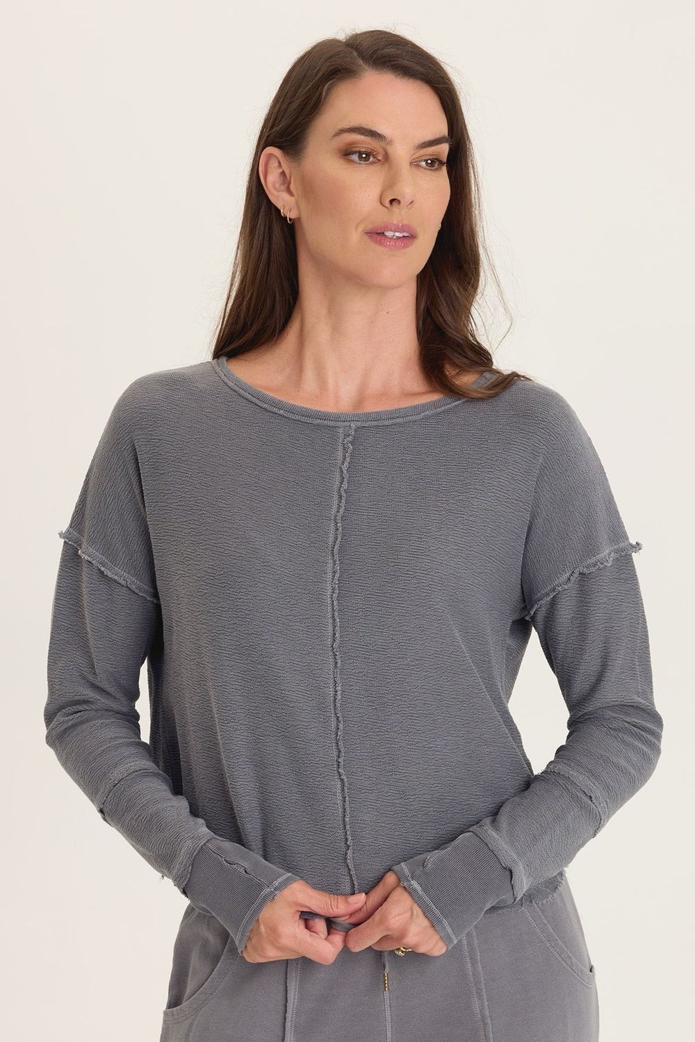 Wearables 14832 Annika LS Boatneck-DkGrey
