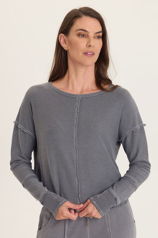 Wearables 14832 Annika LS Boatneck-DkGrey