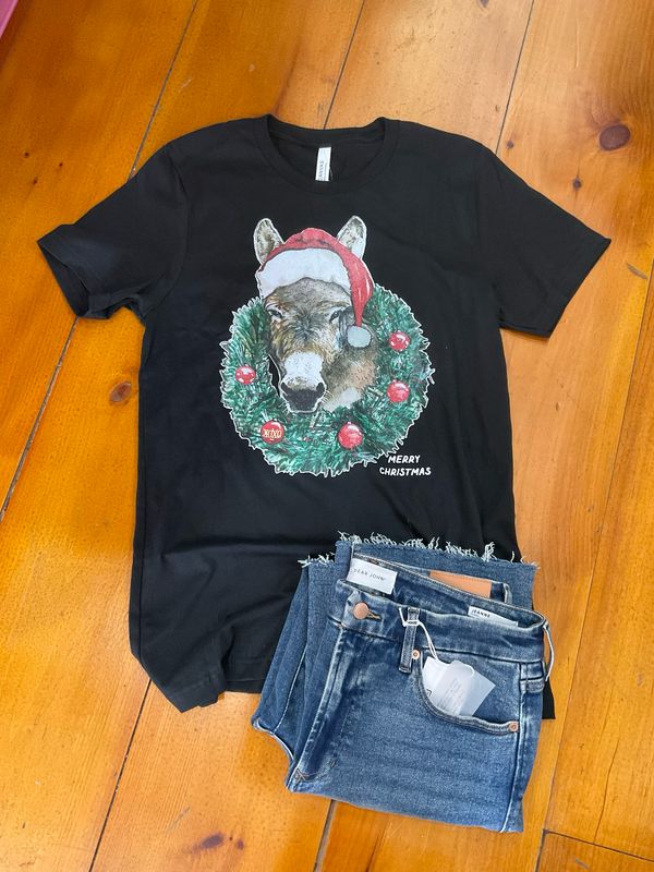 XOXOart &amp; Co. Christmas Donkey Tee-Black