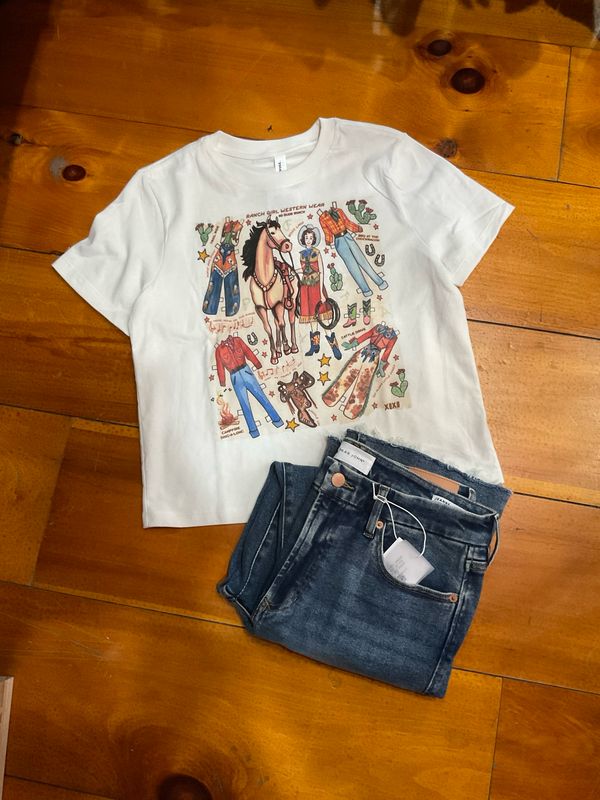 XOXOart &amp; Co. Paper Dolls Boxy Tee-Vintage White