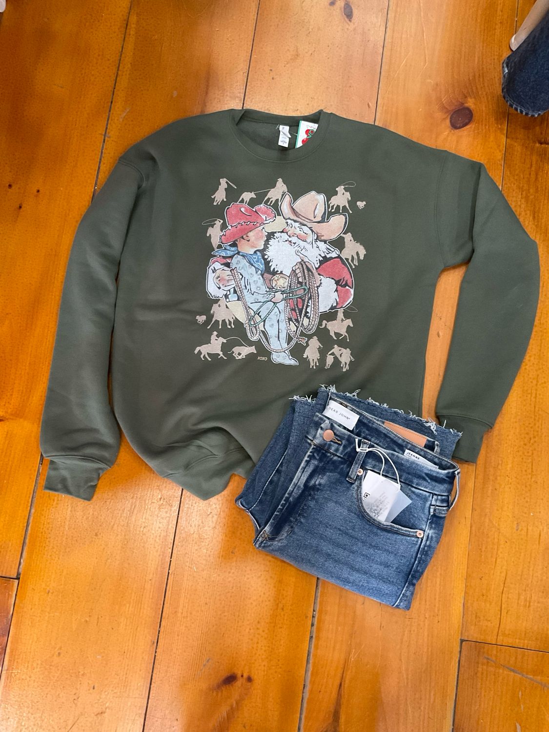 XOXOart &amp; Co. Wanna Be a Roper Sweatshirt-ArmyGree