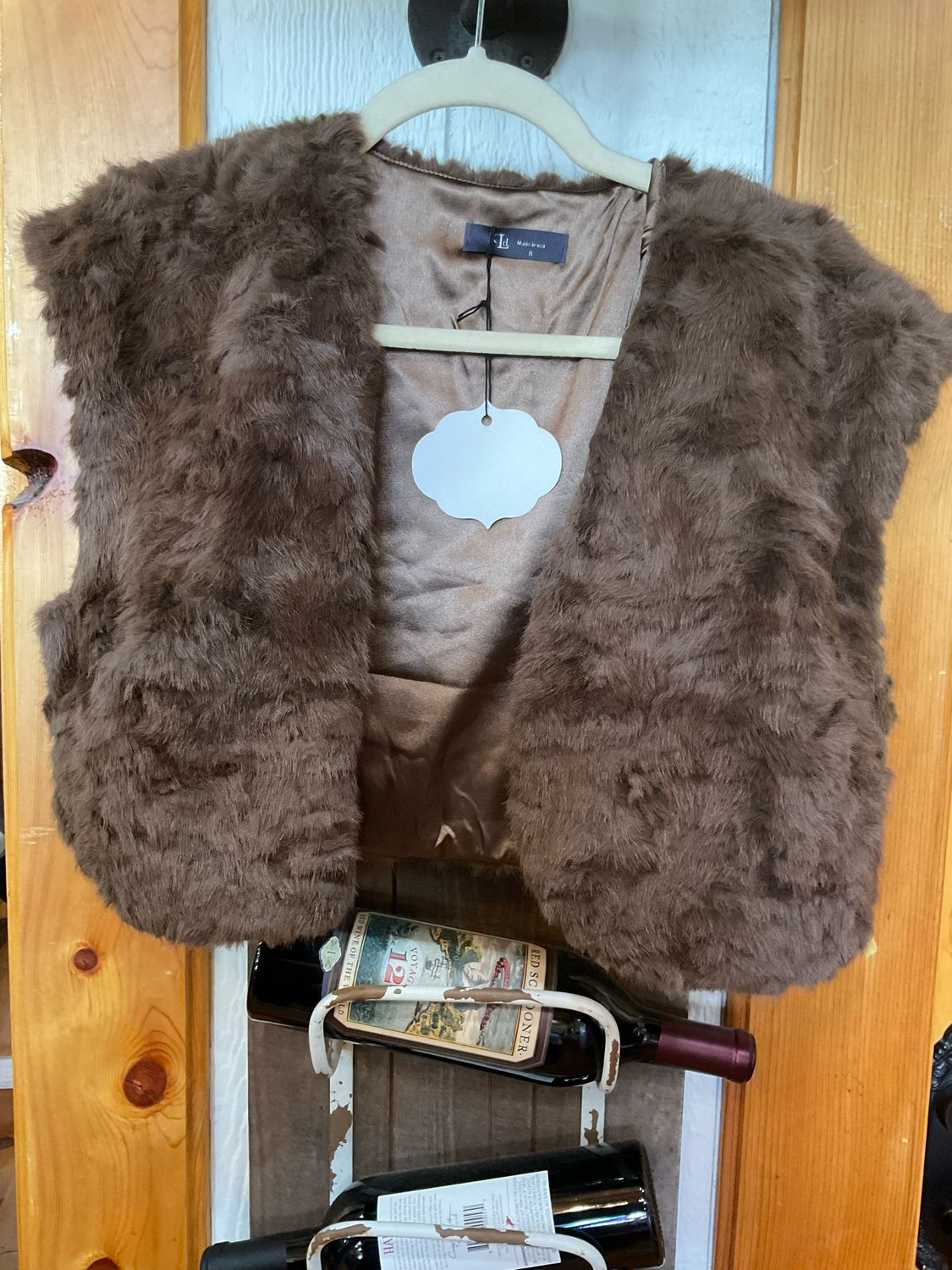 KLd. KD1682 Faux Fur Bolero Vest-Brown