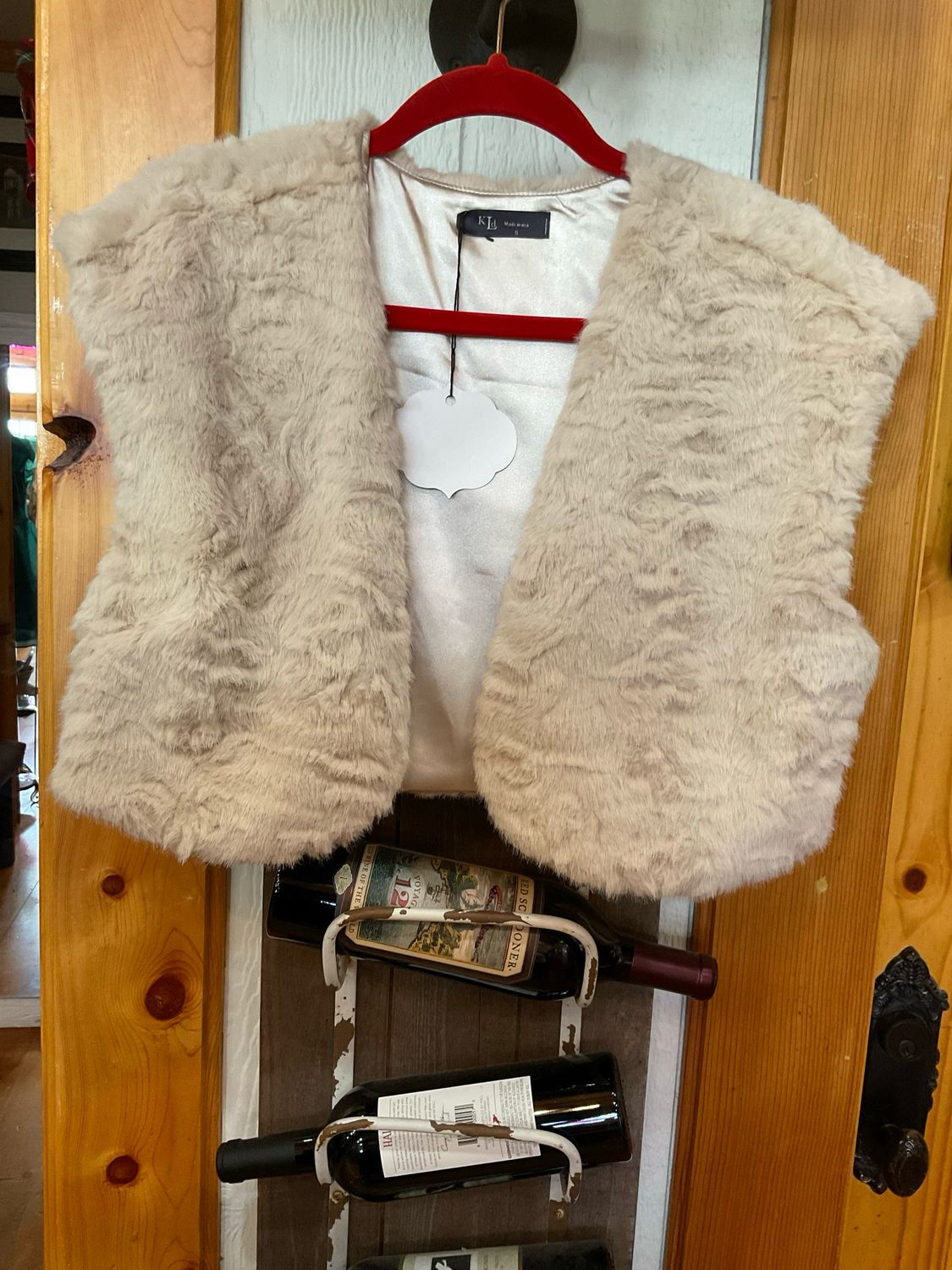 KLd. KD1682 Faux Fur Bolero Vest—Taupe