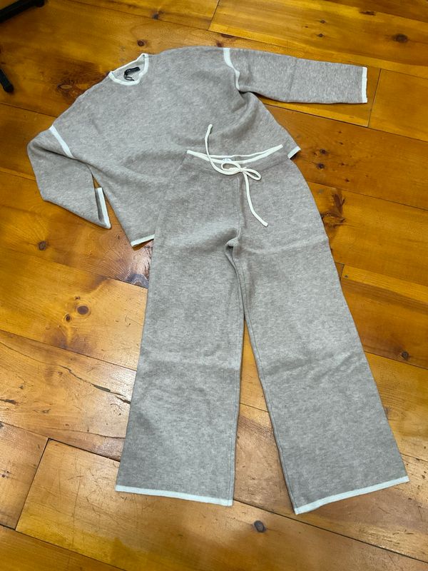 KLd. KD60428 Wide-Legged Sweater Pants-Mocha