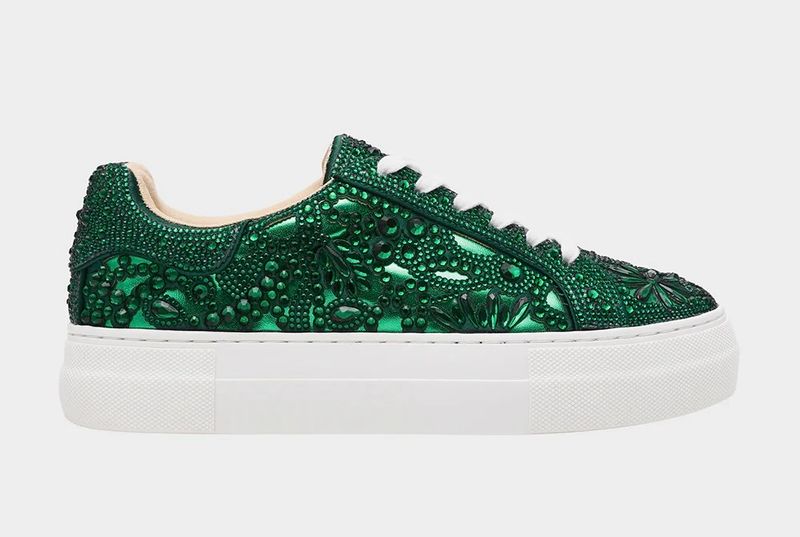 Betsey Johnson Reily Rhinestone Sneaker-Emerald